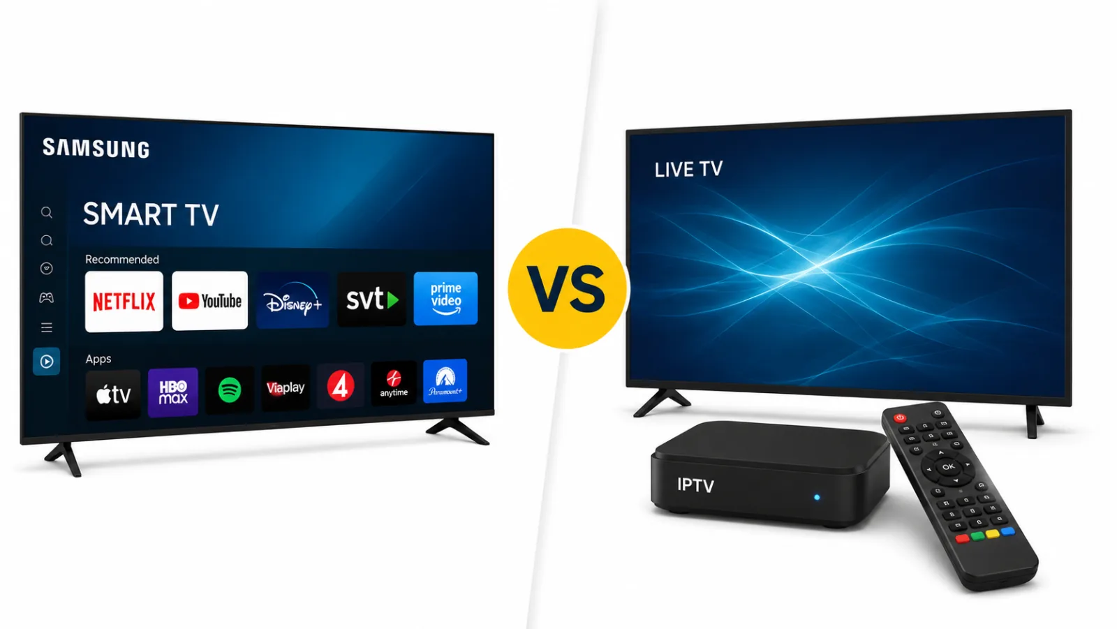 Smart TV vs IPTV-box — sida vid sida-jämförelse